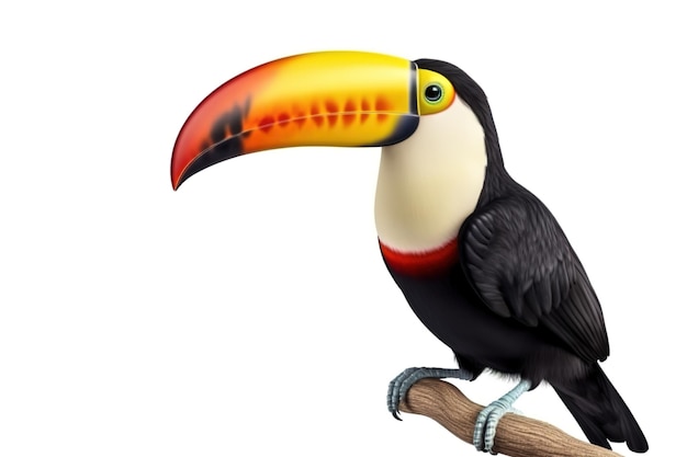 Image of toucan on a white background Bird Wild Animals illustration Generative AI