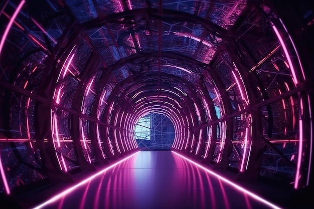 An image of a tunnel with infinity webs Generative AI