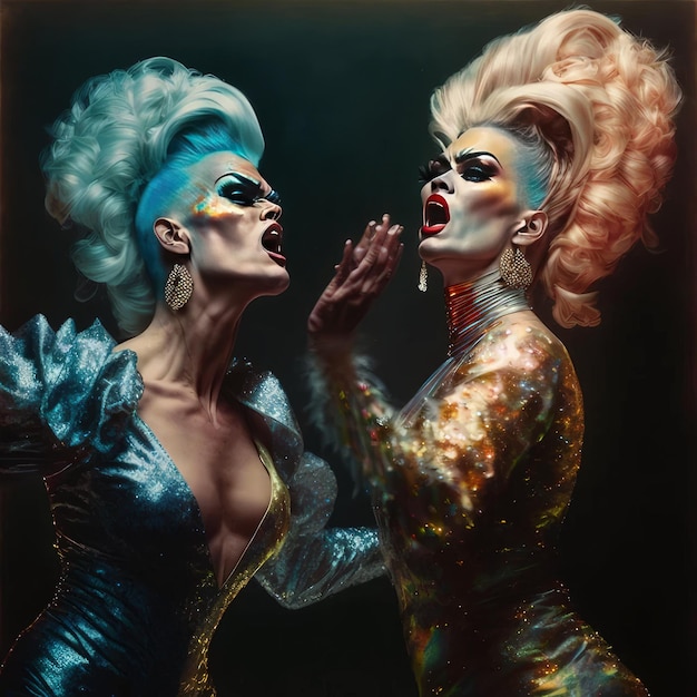 An image of two women dressed as drag queens