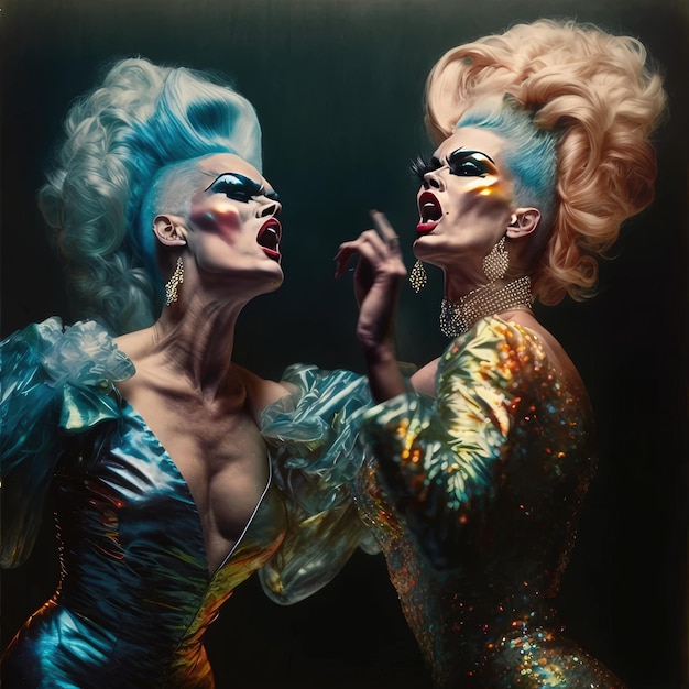 An image of two women dressed as drag queens