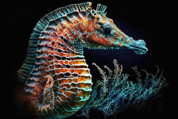 Image of a typical seahorse in close up