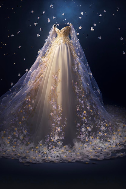 An image of a wedding dress on a mannequin generative ai