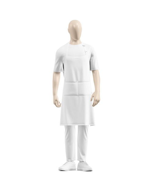 a image of a White Apron in a mannequin in a white background