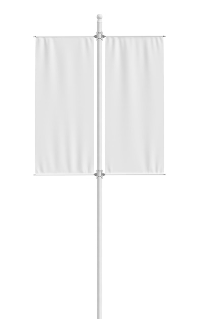 Photo an image of a white flag pole banner isolated on a white background