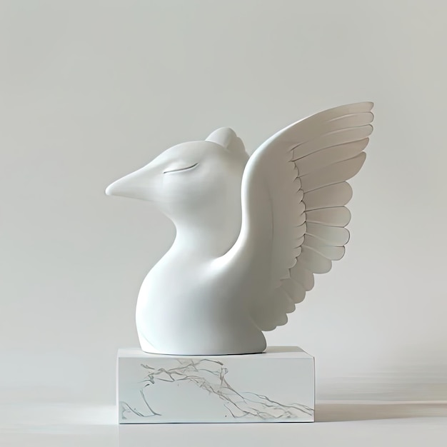 Photo an image of a white sculpture of a bird