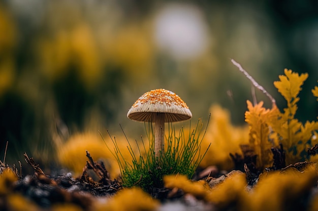 Image of a wild mushroom in selective focus