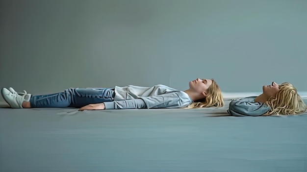 Photo an image of a woman laying on the floor