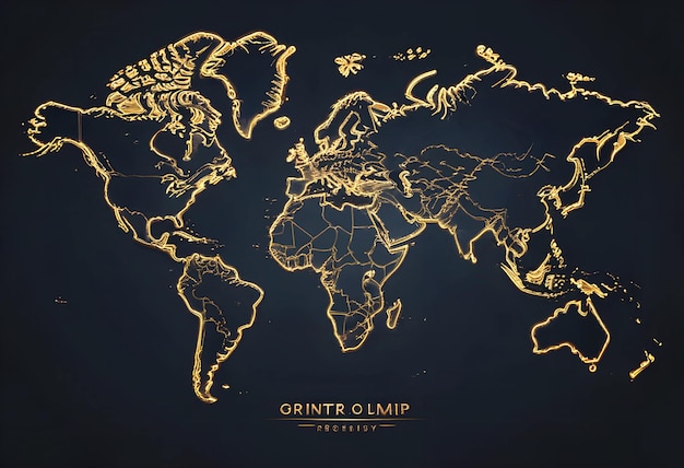 An image of a world map with a monochromatic color scheme featuring a dark background