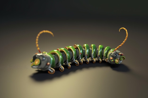 Image of a worm with technology concept Insect Animals Illustration generative AI