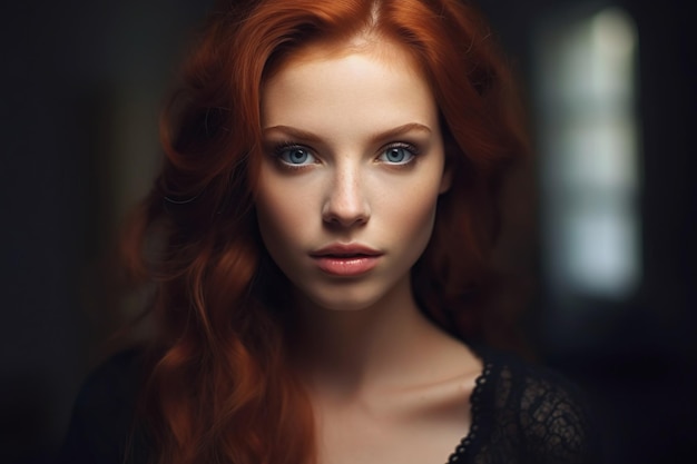 Image of young attractive woman with redhead