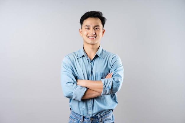 Image of young businessman male on gray background