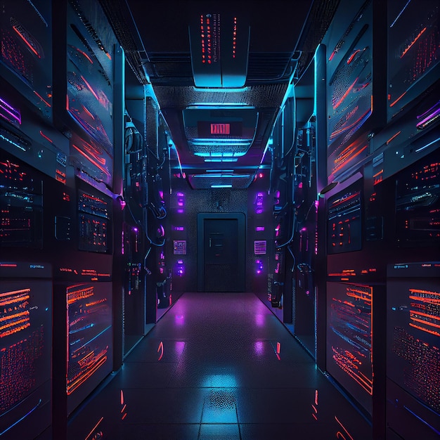 Imagery servers data center room with computers and storage systems Generative AI