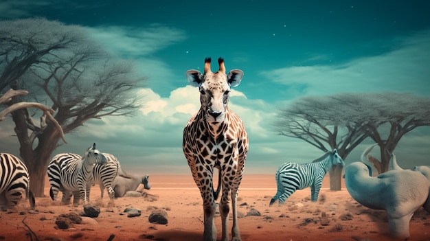 images were made with jpg and photoshop and were very creative surrealistic african wildlife