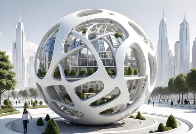 Photo imagination of ball futuristic city