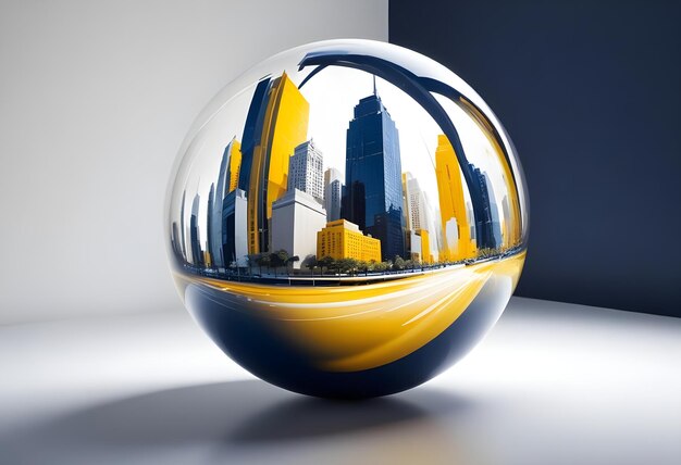 Photo imagination of ball futuristic city