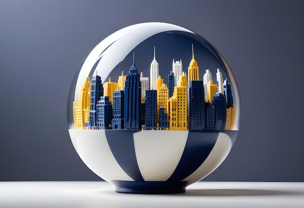 Photo imagination of ball futuristic city