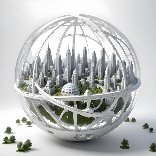 Photo imagination of ball futuristic city