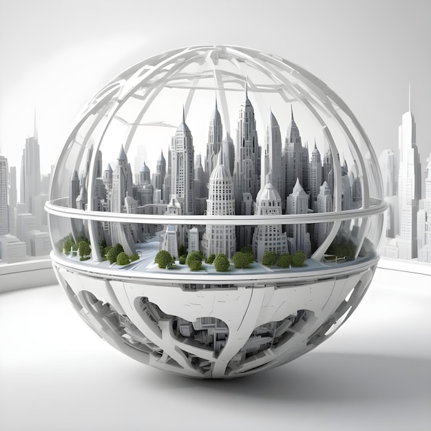 Photo imagination of ball futuristic city