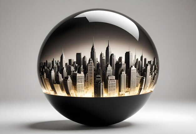 Photo imagination of ball futuristic city