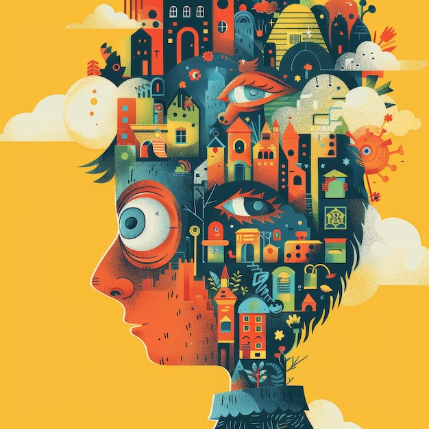 Imagination Cityscape Within a Face