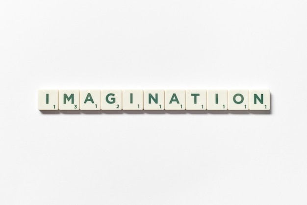 Imagination formed of scrabble blocks on white background