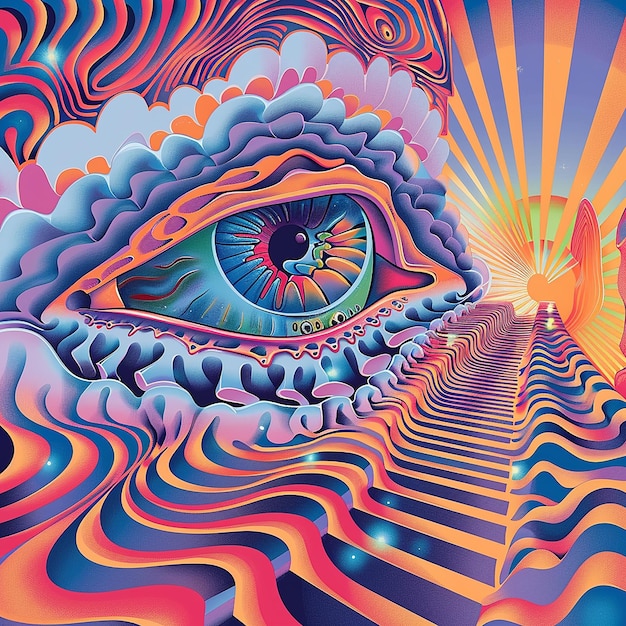 Photo imagine a 3d shape illustration psychedelic trip tripy lsd