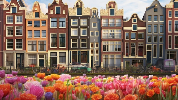 Imagine amsterdam netherlands historic canal houses vibrant Created with Generative AI technology