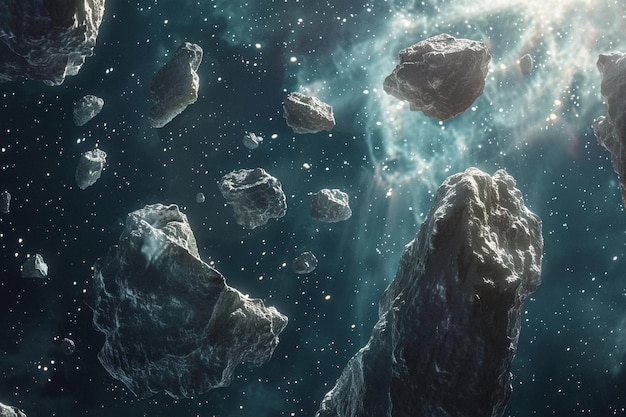 Imagine an artwork of a biodigital asteroid field generative ai