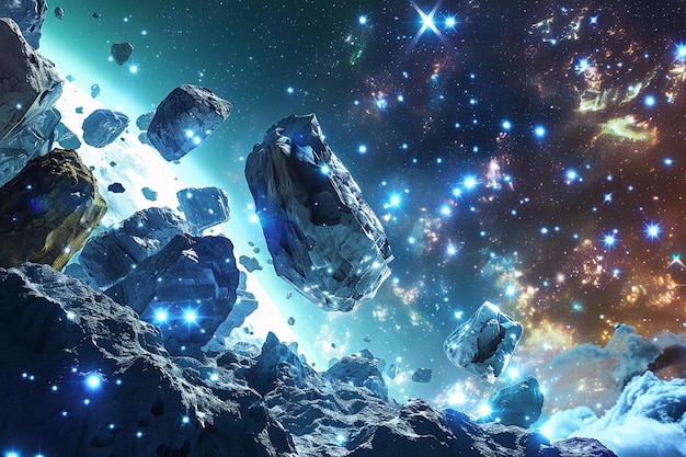 Imagine an artwork of a biodigital asteroid field generative ai