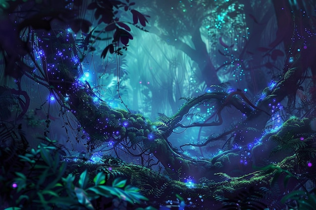 Imagine an artwork of a biodigital rainforest with generative ai