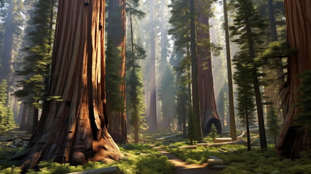 Imagine giant sequoia national park usa towering ancient Created with Generative AI technology