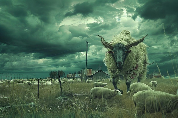 Imagine an image of a chupacabra herding sheep on generative ai