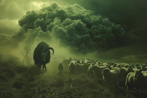 Imagine an image of a chupacabra herding sheep on generative ai