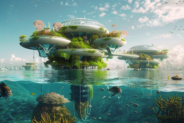 Imagine an image of a floating garden city powered generative ai