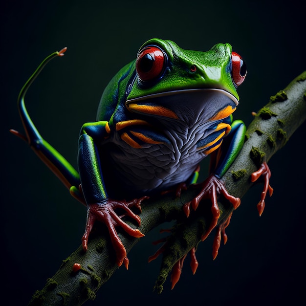 Imagine a unique and captivating portrait of a redeyed tree frog AI_Generated