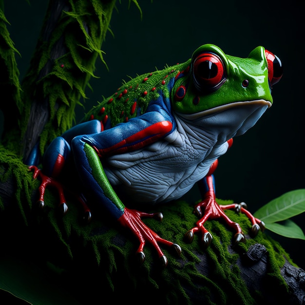 Imagine a unique and captivating portrait of a redeyed tree frog AI_Generated