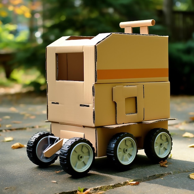 Imagining a Cardboard Box with Two Plastic Wheels