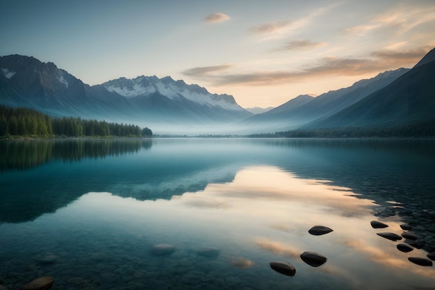 Immerse in Nature's Tranquil Beauty Lakes Mountains and Reflective Bliss