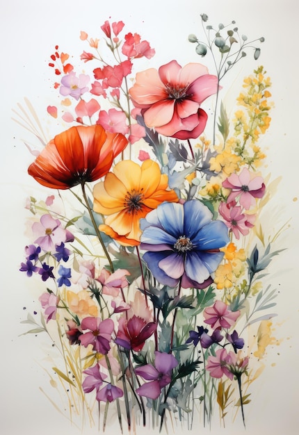 Immerse yourself in a world of color and charm with our circular watercolor floral