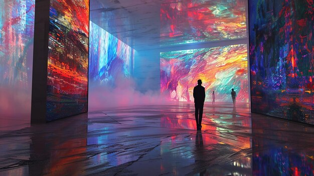 Photo immersive art gallery exhibition detailed digital displays