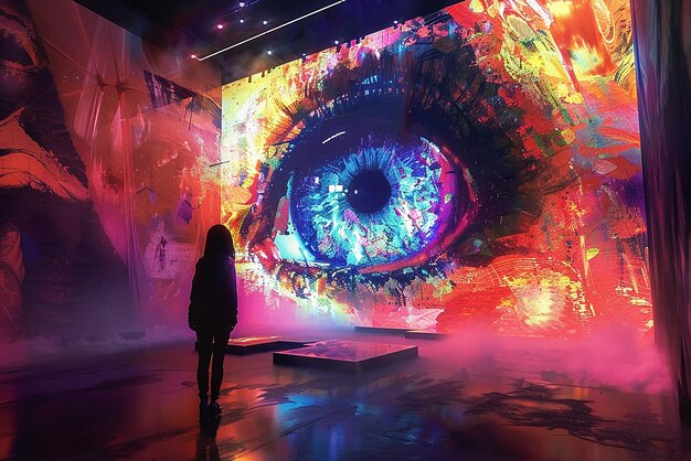 Photo immersive art gallery exhibition detailed digital displays