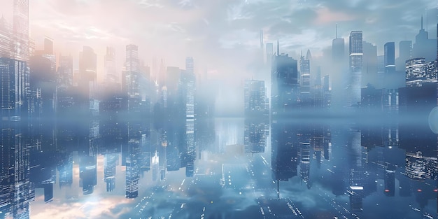 Immersive digital metaverse environment showcasing a futuristic virtual cityscape perfect for banners Concept Futuristic Cityscape Digital Metaverse Immersive Environment Virtual Banners