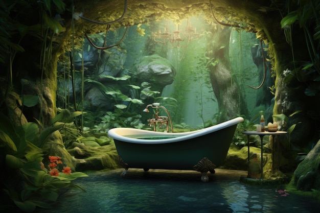 Immersive Nature relax bath nature Generate Ai