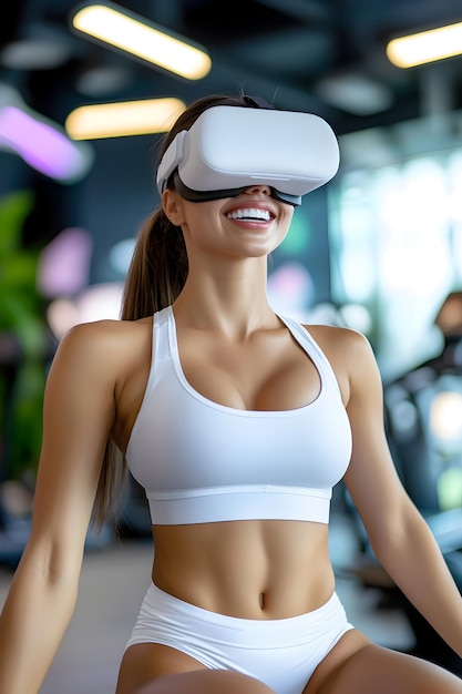 Photo immersive virtual reality fitness class for modern wellness lifestyle