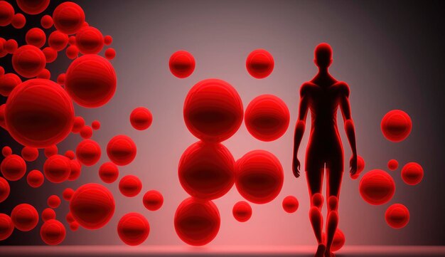 Immune system protection against viruses and bacterias Different shapes bacterias and virus cells near person silhouette Created with generative ai