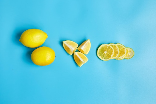 Immunity boosting foods lemon on blue background