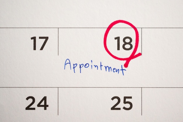 Photo important appointment schedule on calendar