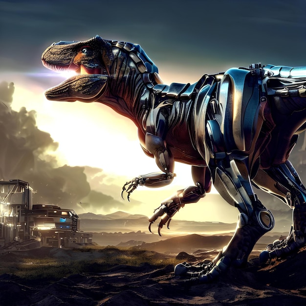 imposing futuristic and biomechanical Tyrannosaurus Rex TRex