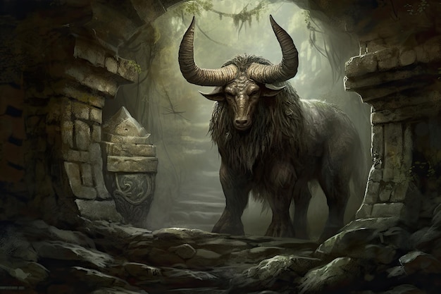 Imposing minotaur in the mystical labyrinth generative IA