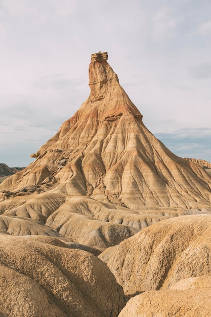 Imposing rocky mountain Landscape of Bardenas Reales Navarra Desert landscape of Bardenas Reales Navarra Spain